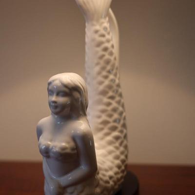 White Ceramic Mermaid Lamp