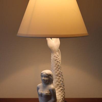 White Ceramic Mermaid Lamp