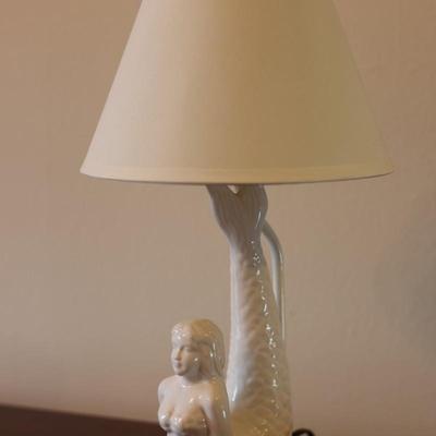 White Ceramic Mermaid Lamp