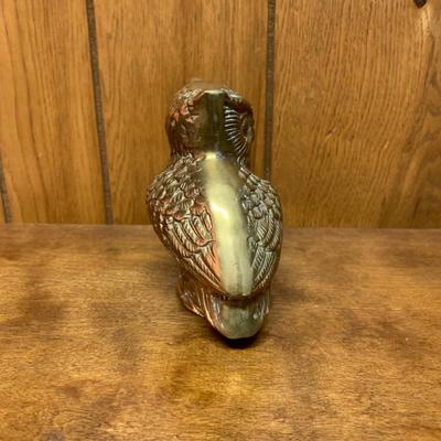 Small Vintage Brass Owl on a log
