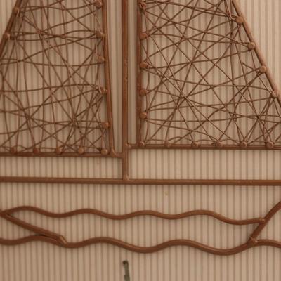 Woven Metal Sailboat Wall Hanging