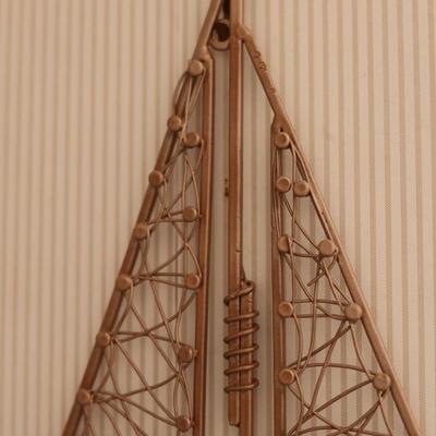 Woven Metal Sailboat Wall Hanging