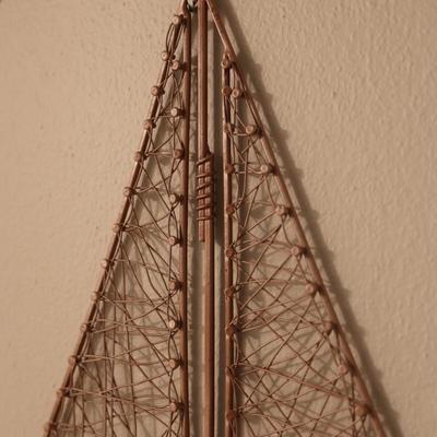 Woven Metal Sailboat Wall Hanging