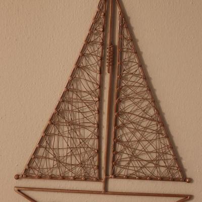 Woven Metal Sailboat Wall Hanging