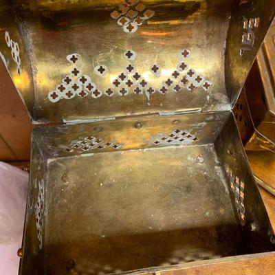 Vintage brass boxes and container collection lot