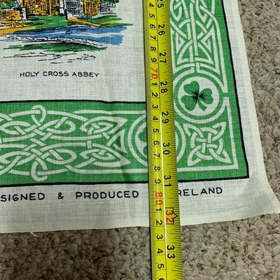 Vintage Irish LInen Castle design Dish Towel