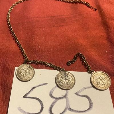 Vintage 1940 3 Pence Broken Necklace