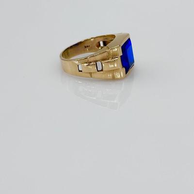 14K ~ YG Mens Size 11 Sapphire Ring