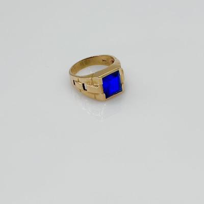 14K ~ YG Mens Size 11 Sapphire Ring