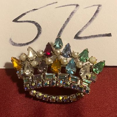 B. David Rhinestone Crown Brooch