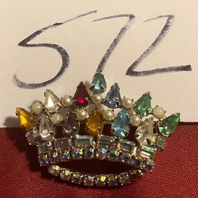 B. David Rhinestone Crown Brooch