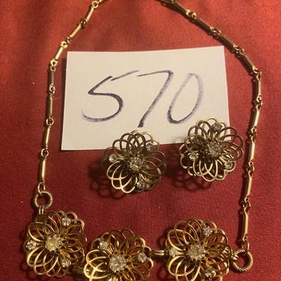 Mid Century Necklace /w Clip Earrings