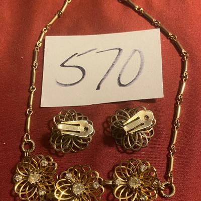 Mid Century Necklace /w Clip Earrings