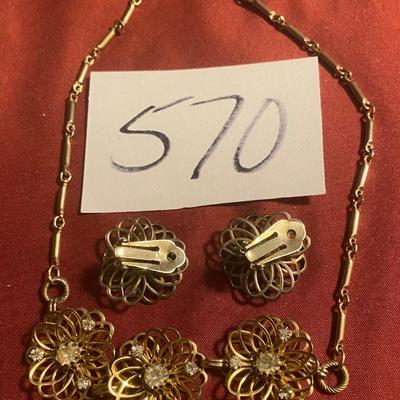 Mid Century Necklace /w Clip Earrings