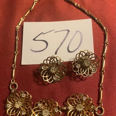 Mid Century Necklace /w Clip Earrings