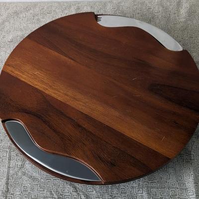 Nambe Cheese Board with Knife and Spreader