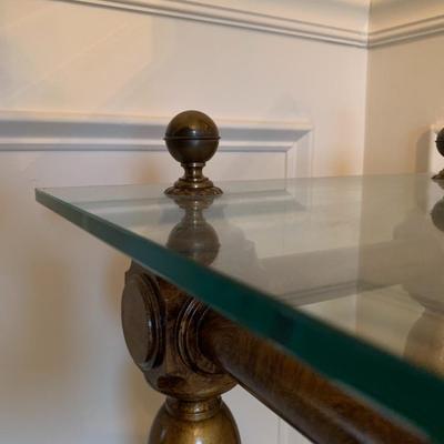 Vintage Mid Century Figural Base Glass Top console table
