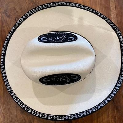 White hat black trim/horses. Size medium