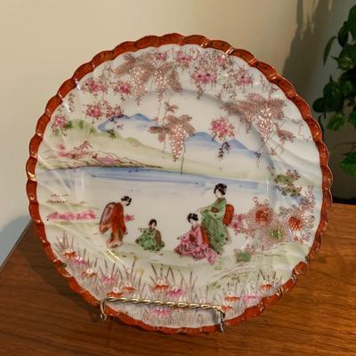 Antique Kutani Porcelain Geisha Girl Plate