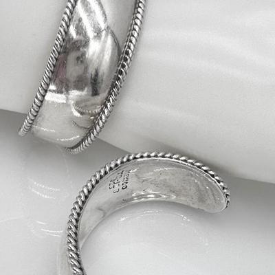 925 ~ Sterling Silver Rope Edged Bangle Bracelets ~ Pair (2)