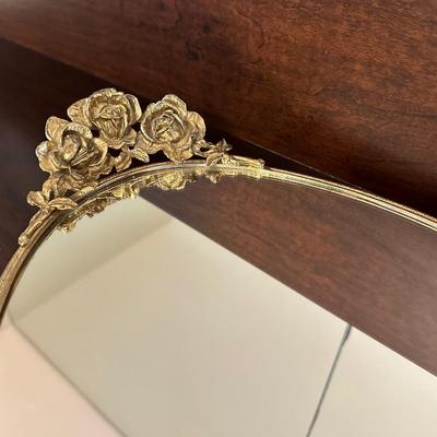 Gold Oval Vanity Mirror Tray