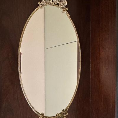 Gold Oval Vanity Mirror Tray