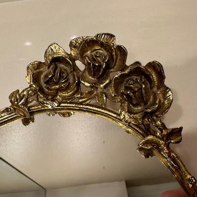 Gold Oval Vanity Mirror Tray