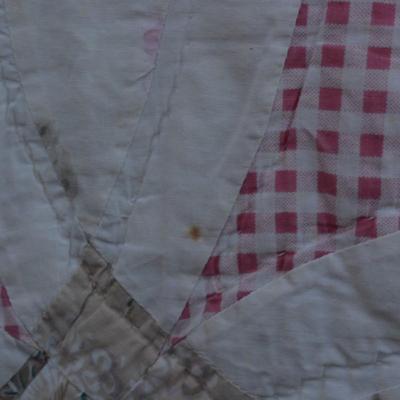 Vintage Double Wedding Ring Hand Pieced & Hand Stitched Quilt 86"x84"