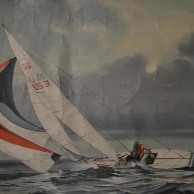 Original Art on Canvas International Yacht Racing 36.5"x25.5"