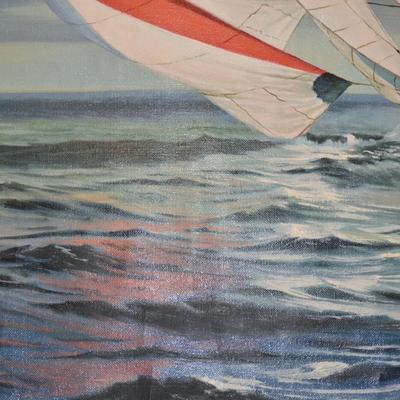 Original Art on Canvas International Yacht Racing 36.5"x25.5"