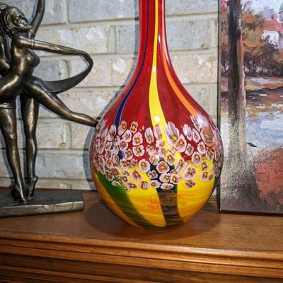 * Murano * Millefiori * Italian blown glass * Art glass Vase