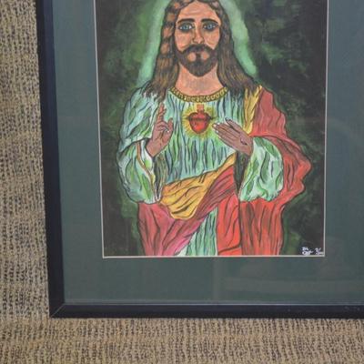 Framed & Matted Jesus Print 7/500 Signed DL CAH 20.5"x16.25"