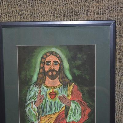 Framed & Matted Jesus Print 7/500 Signed DL CAH 20.5"x16.25"