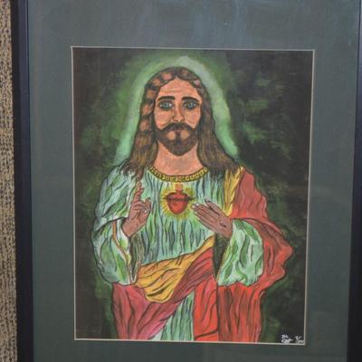 Framed & Matted Jesus Print 7/500 Signed DL CAH 20.5"x16.25"