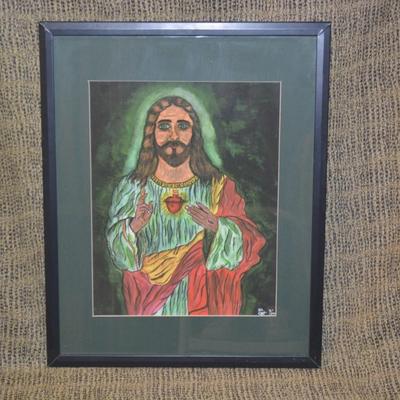 Framed & Matted Jesus Print 7/500 Signed DL CAH 20.5"x16.25"