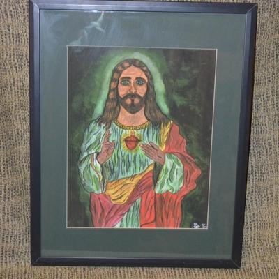 Framed & Matted Jesus Print 7/500 Signed DL CAH 20.5"x16.25"