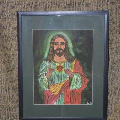 Framed & Matted Jesus Print 7/500 Signed DL CAH 20.5"x16.25"