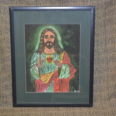 Framed & Matted Jesus Print 7/500 Signed DL CAH 20.5"x16.25"