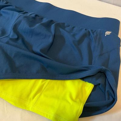 Fabletics Blue/Neon Green shorts Med, Nike Purple/Neon Green Gym bag