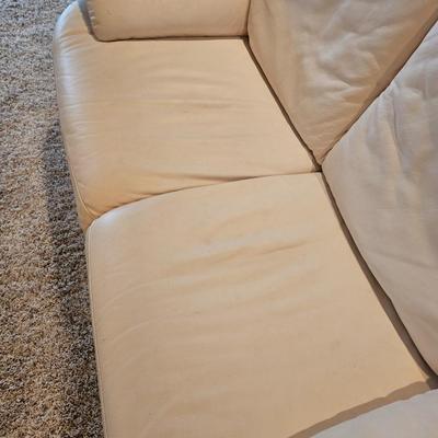 Off White Leather Loveseat Sofa (BSR-DW)