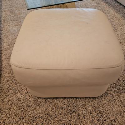 Leather Off White Couch and Ottoman (BSR-DW)