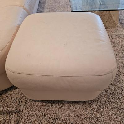 Leather Off White Couch and Ottoman (BSR-DW)