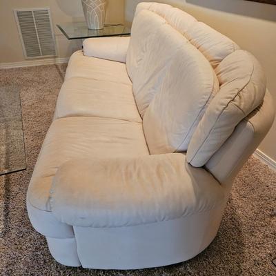 Leather Off White Couch and Ottoman (BSR-DW)