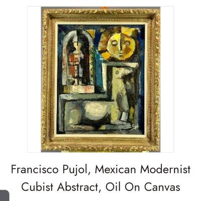 Cubism Modernist mid-Century oil figural abstract *Original Pujol One of a Kind