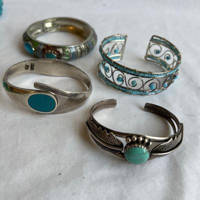 925 Silver & Turquoise Jewelry- Necklaces, Bracelets, Earrings Plus Rings (P-RG)