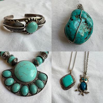 925 Silver & Turquoise Jewelry- Necklaces, Bracelets, Earrings Plus Rings (P-RG)