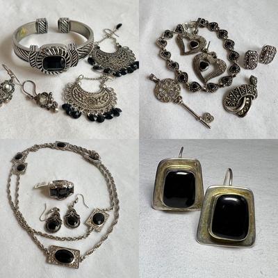 Silver 925 & Onyx Plus More Necklaces, Bracelets, Earrings & Rings (P-RG)