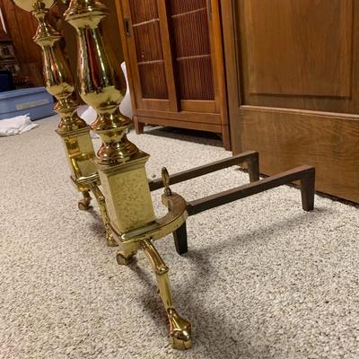 Vintage brass andirons