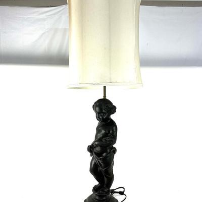 950 Vintage Cherub Plaster Lamp with Shade