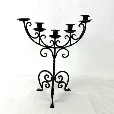 958 Antique Wrought Iron Candelabra with 5 Candles